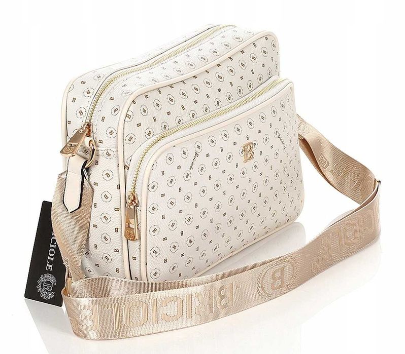 Briciole torebka damska listonoszka na ramię skóra eko biała pasek!!