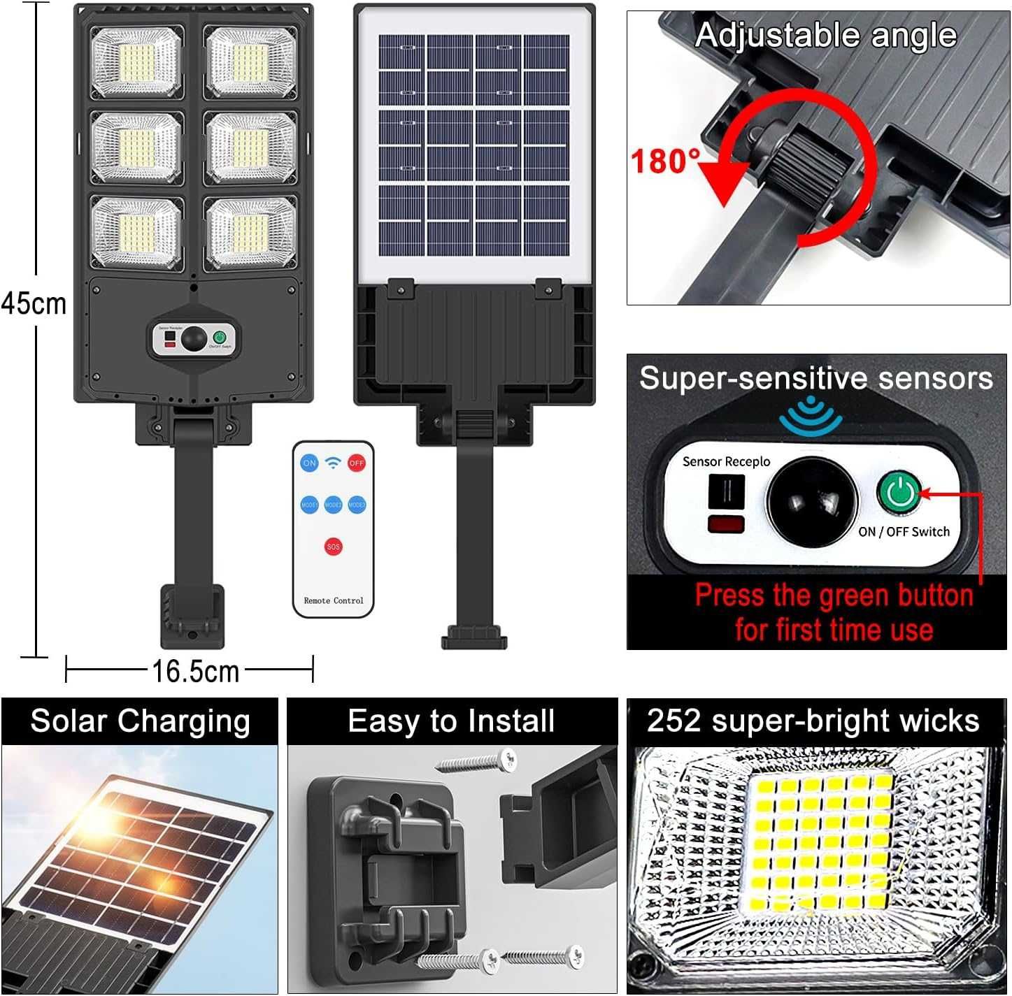 Luz Led a Energia Solar Nova e Profissional com Comando