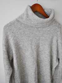 Sweter z golfem miękki i ciepły szary Lana Wool 40% Massimo Dutti r. L
