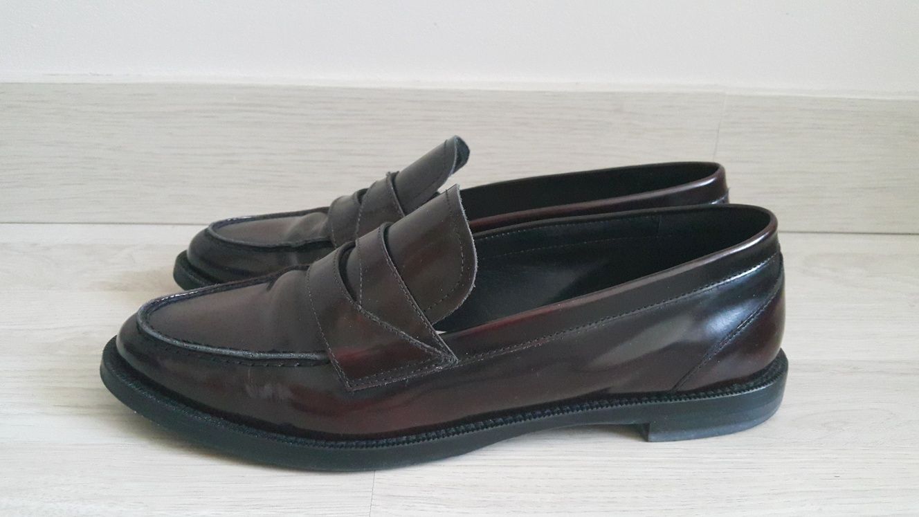 Mokasyny ciemno bordowe 39 Massimo Dutti