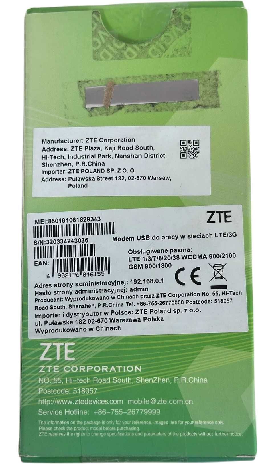 Modem usb zte mf833U1 3G/LTE interfejs usb biały