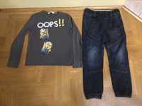 Bluzka + spodnie jeansy H&M 140 cm (chłopiec)