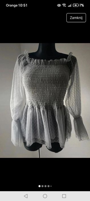 Bluzka z baskinką falbanka siateczka boho retro Basic casual coguette