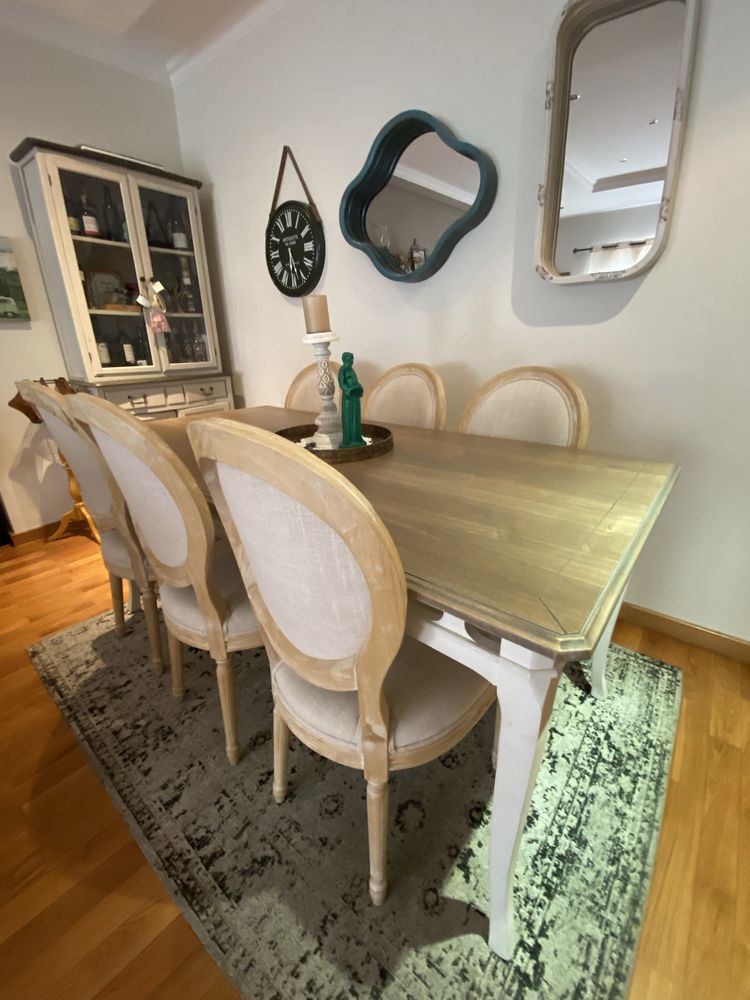 Mesa e cadeiras vintage / retro - conjunto sala jantar 6 pessoas