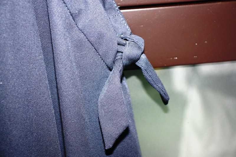Vestido azul escuro algodão riscado elastano tipo gorgurão ZARA T. M