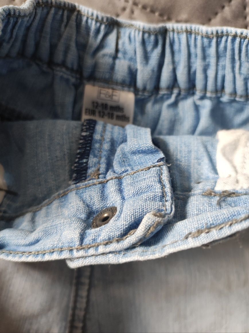 Krótkie spodenki jeansowe jasny niebieski f&f 86cm