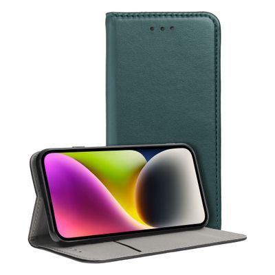 Etui Z Klapką Smart Magnetic Motorola Moto G72 Ciemnozielone + Szkło