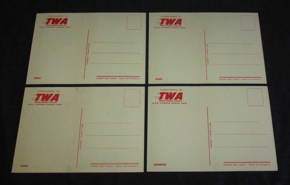 Postais TWA Trans World Airline Aviação