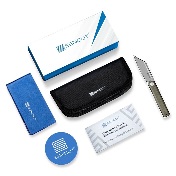 Nóż składany Sencut Traxler Green Canvas Micarta, Black Stonewashed