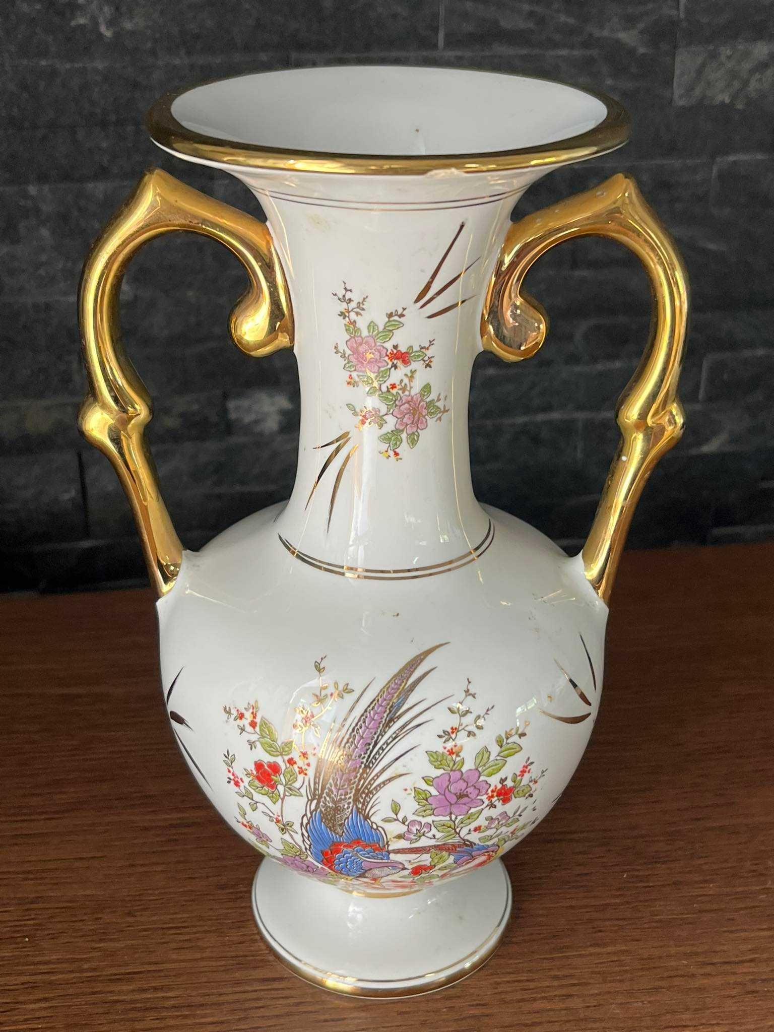 Wazon Waza Paw grecka biała porcelana szkliwiona 24 k gold złoto