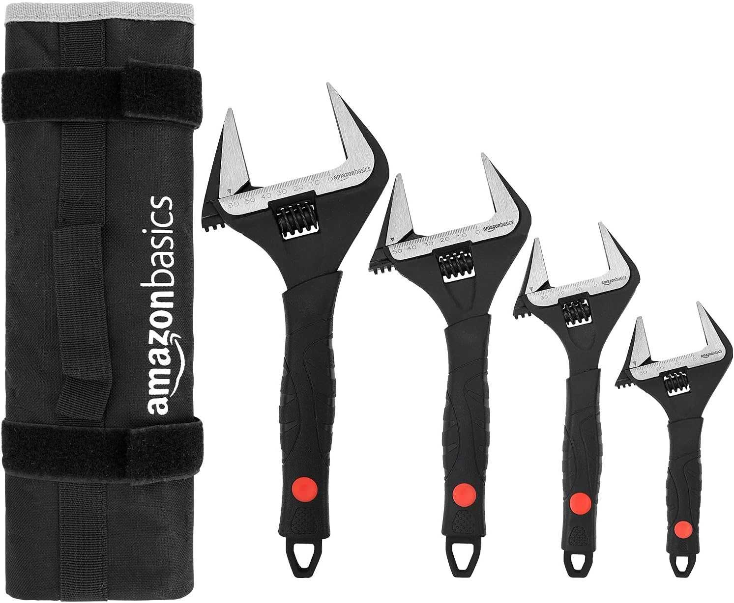 Amazon Basics 4-częściowy zestaw kluczy nastawnych do rur