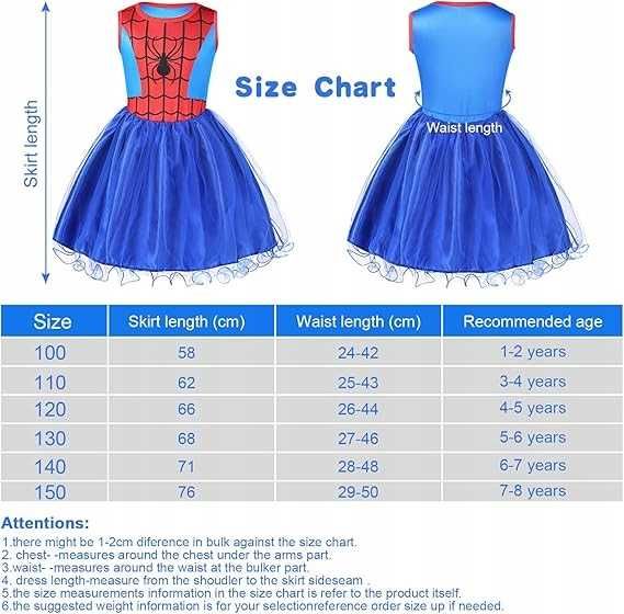 Sukienka Spiderman Aomig Dla Dziewczynki 130cm Q189