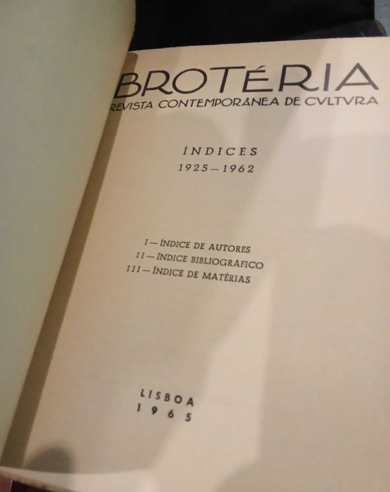 Brotéria - Revista Contemporânea de Cultura (Índices 1925/1962)