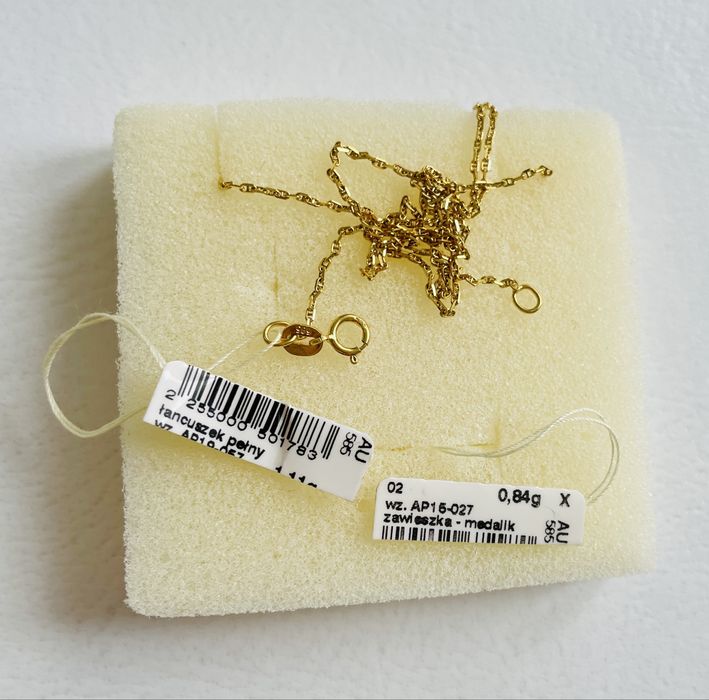 Apart medalik łańcuszek zestaw nowy złoto 585 komunia prezent