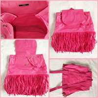 Piękny różowy plecak plecaczek z frędzlami vintage modny hit must have