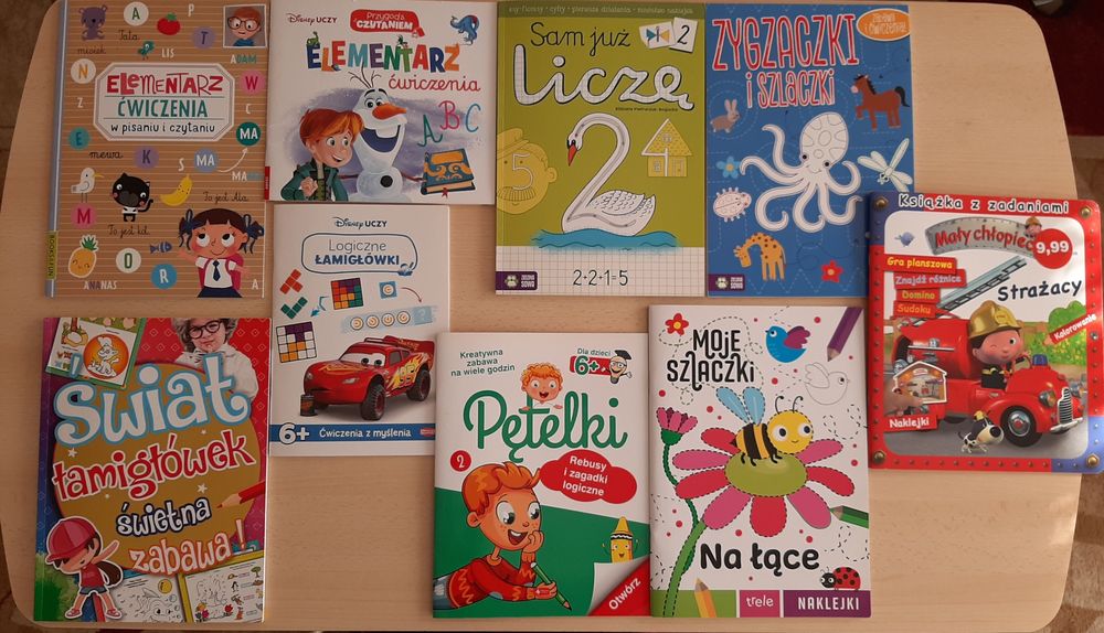 Zestaw edukacyjny elementarz, szlaczki, zagadki,labirynty +Gratisy