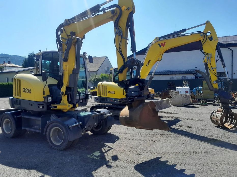 Wacker Neuson EW65 2018r 3062mtg. 8 ton głowica obrotowa ze szczypcami, KLIMA  waga 8ton koparka kołowa bogate wyposażenie, bardzo dobry stan.