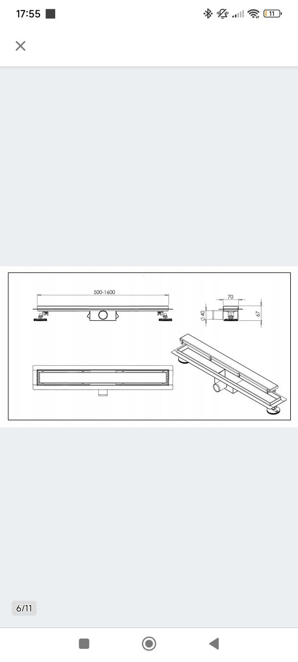 Odpływ liniowy srebrny 70cm nowy hydroland