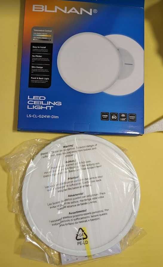 Plafon lampa LED 30cm 24W 3 tryby barwy regulacja jasności pilot, nowy