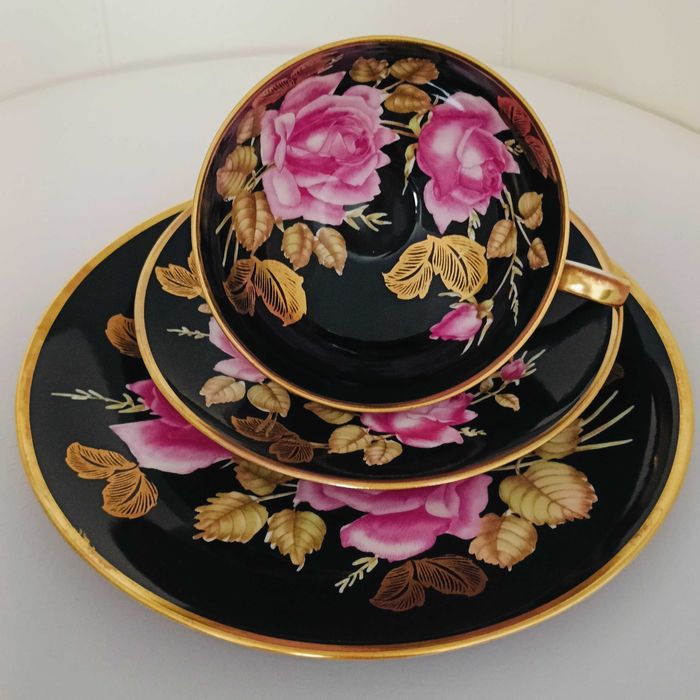 **filiżanka TRIO czarna porcelana Arzberg vs. R.Wächter 1960_1969