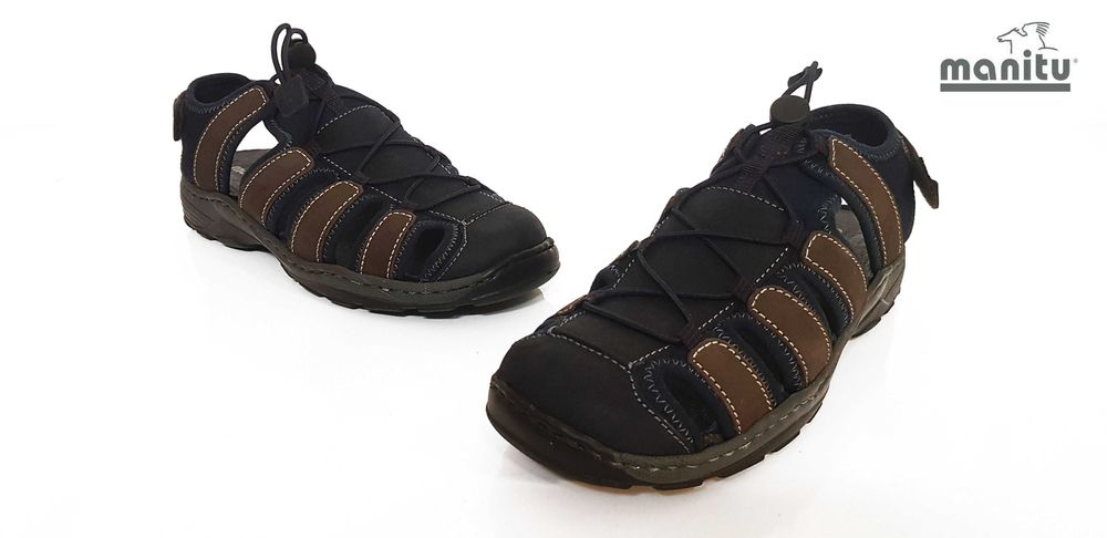 Sandały męskie Manitu skóra trekkingowe brown/navy r 40,41,44,45