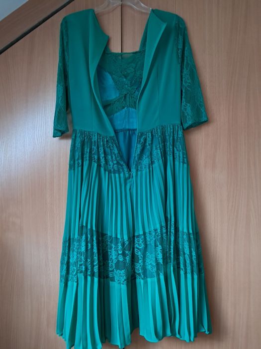 Suknia midi zielona plisowana r.36-38"asos.