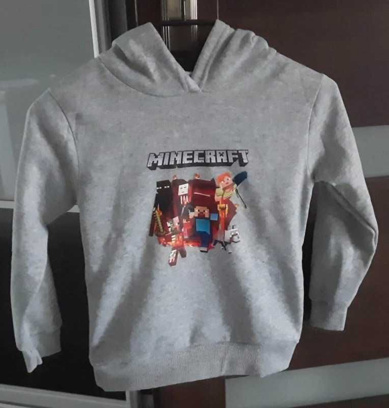 Minecraft Bluza z kapturem szara 120