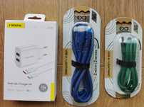 Dwa przewody USB-a / lightning oraz ładowarka do iPhone
