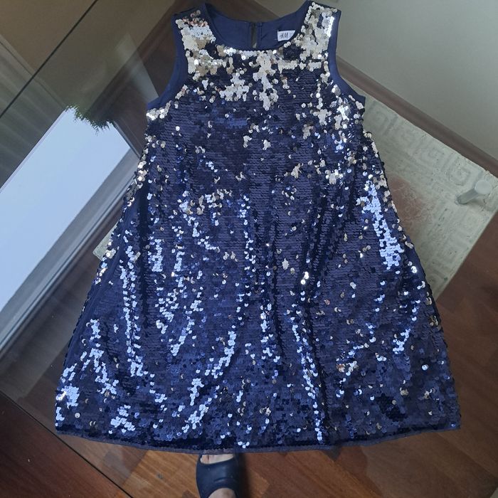 Sukienka  dziewczecagranatowo srebrna