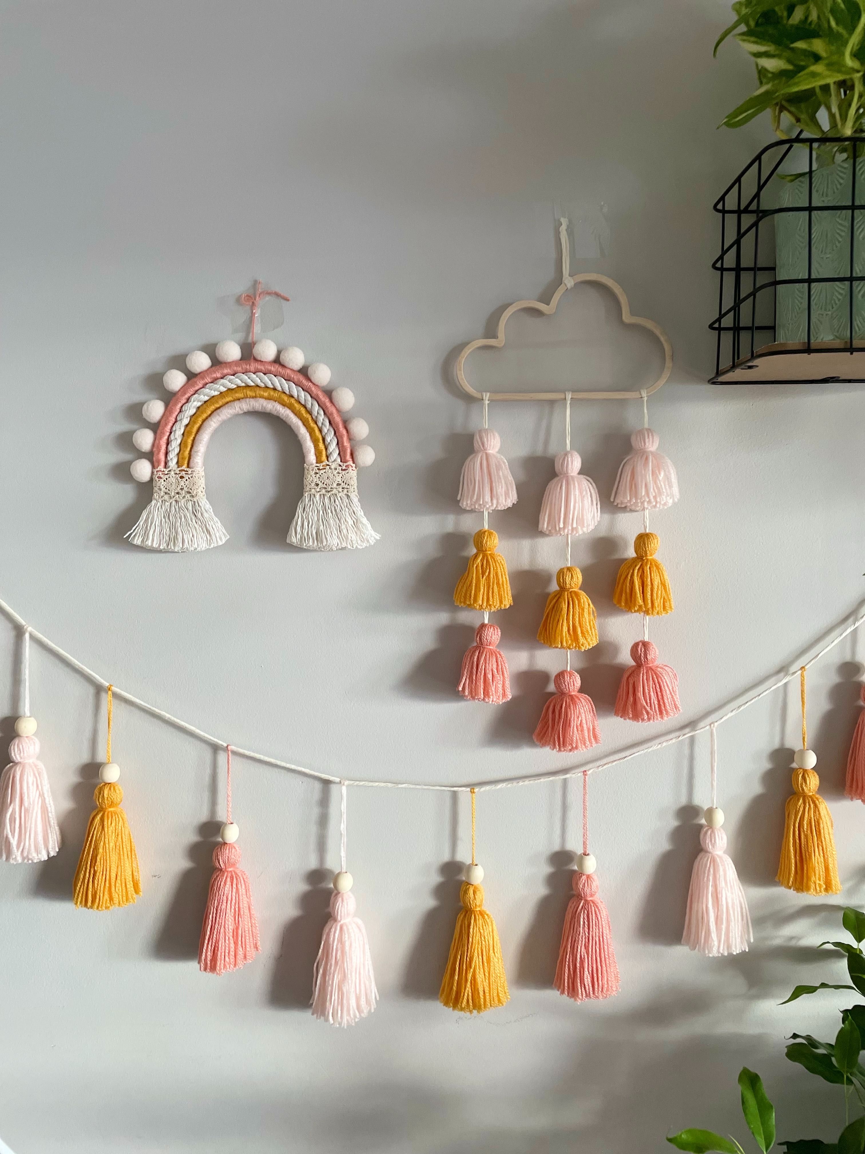 Girlanda chwosty frędzle boho skandynawski Loft korale koraliki