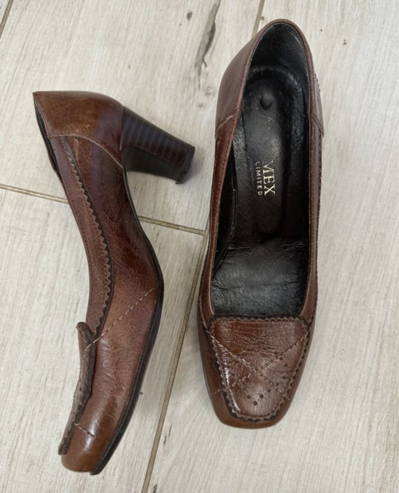 Skórzane brązowe buty rozm.36