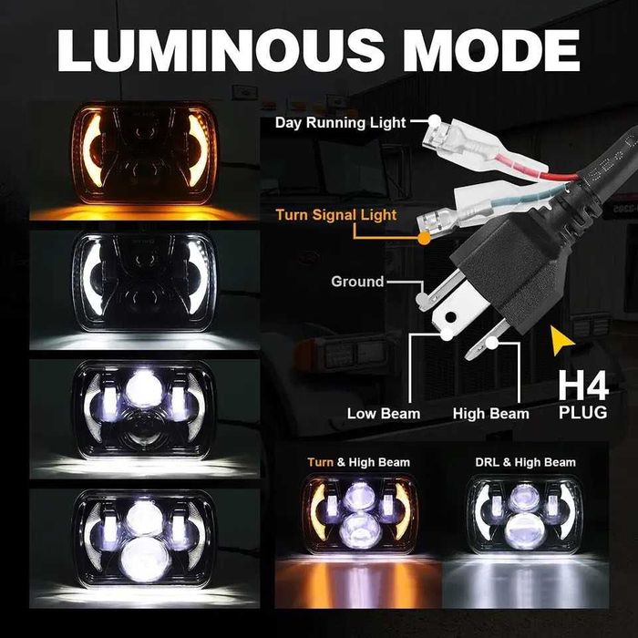 2 Faróis Led/Angel Eyes para Camião/Jipe/Moto (Retangulares) Nº2|NOVOS