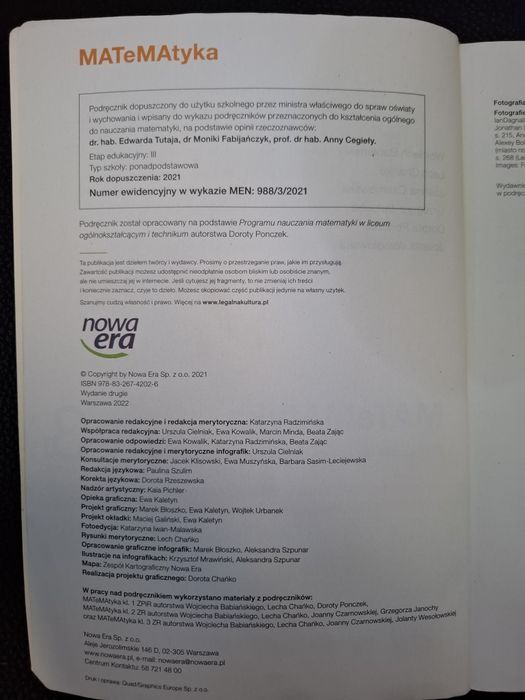 Podręcznik Matematyka Nowa Era 3 zakres rozszerzony