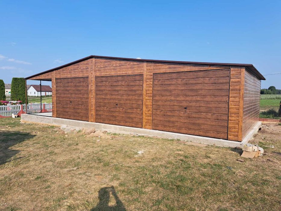 Wielostanowiskowy GARAŻ BLASZANY ZŁOTY DĄB Garaże Blaszane - Maj-Blach