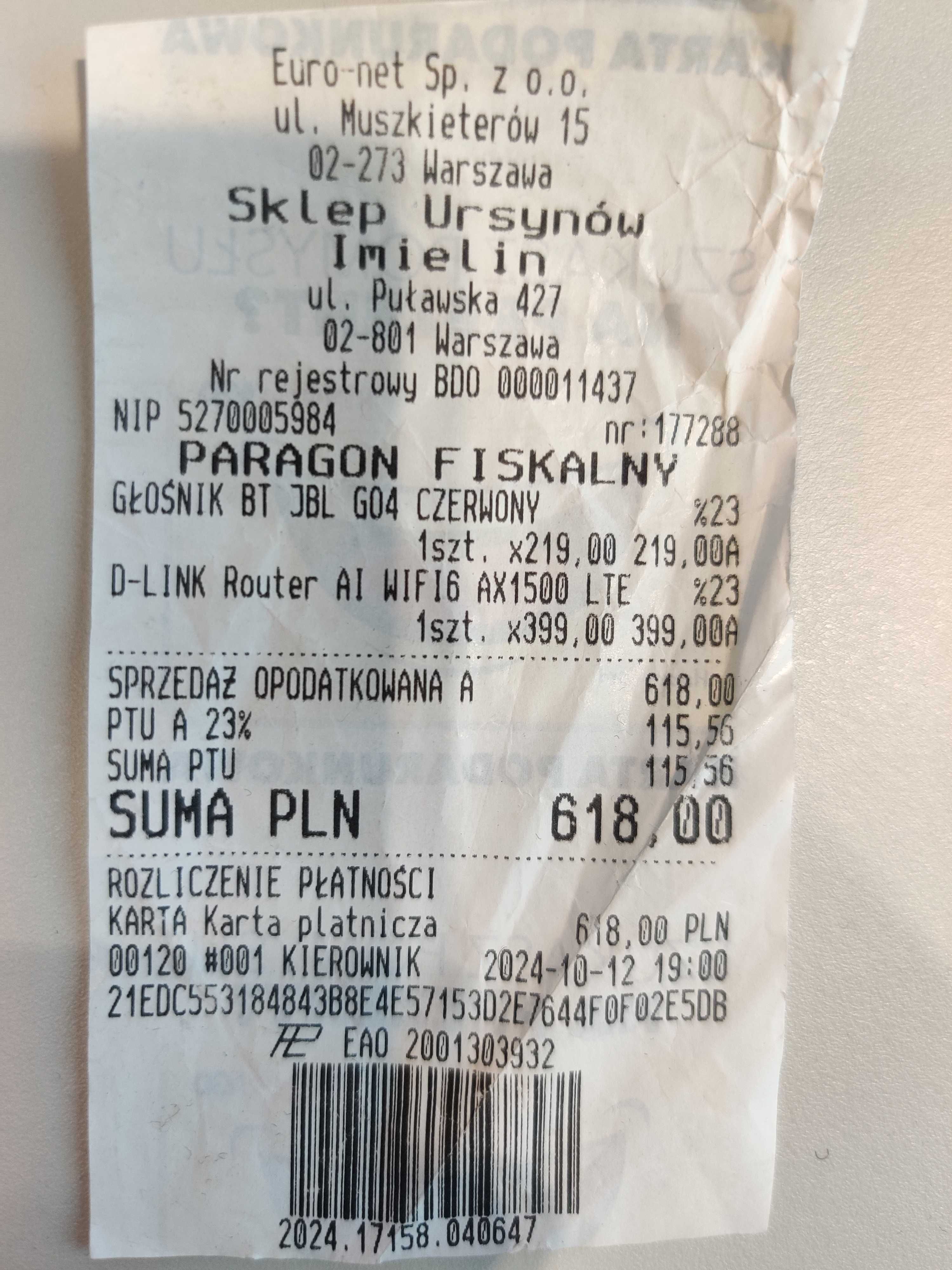 D-LINK Router AI WIFI6 AX1500 4G LTE jak nowy, gwarancja 20miesiecy
