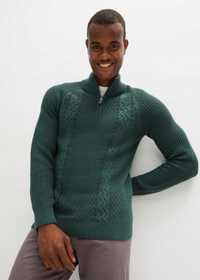 B.P.C męski sweter zielony z zamkiem r.XXL