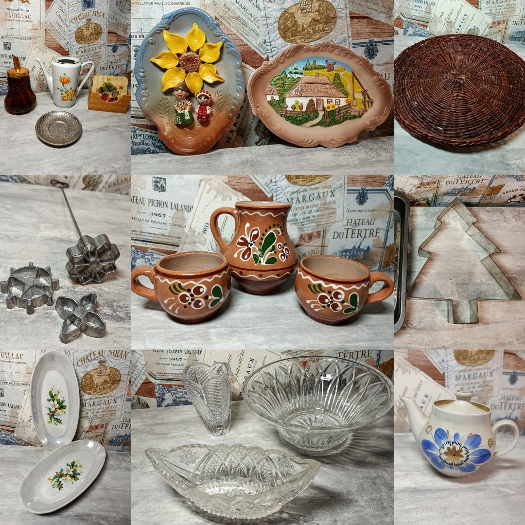 Глечик та чашки. Цукорниця. Салатниця. Кришталь. Форма для випічки .