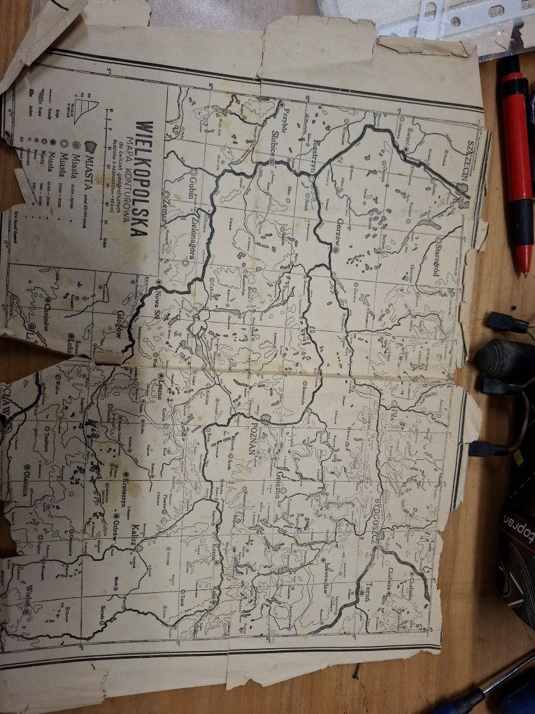 Wielkopolska mapa konturowa 1946r