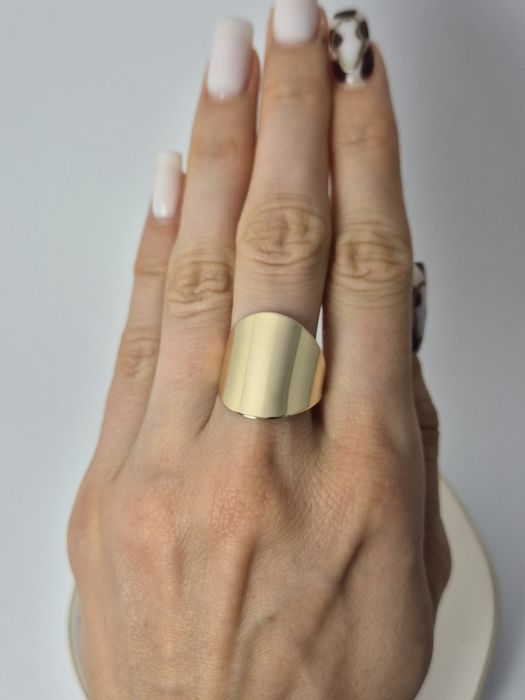 Nowy złoty pierścionek szeroki płaski sygnet gładki p. 585