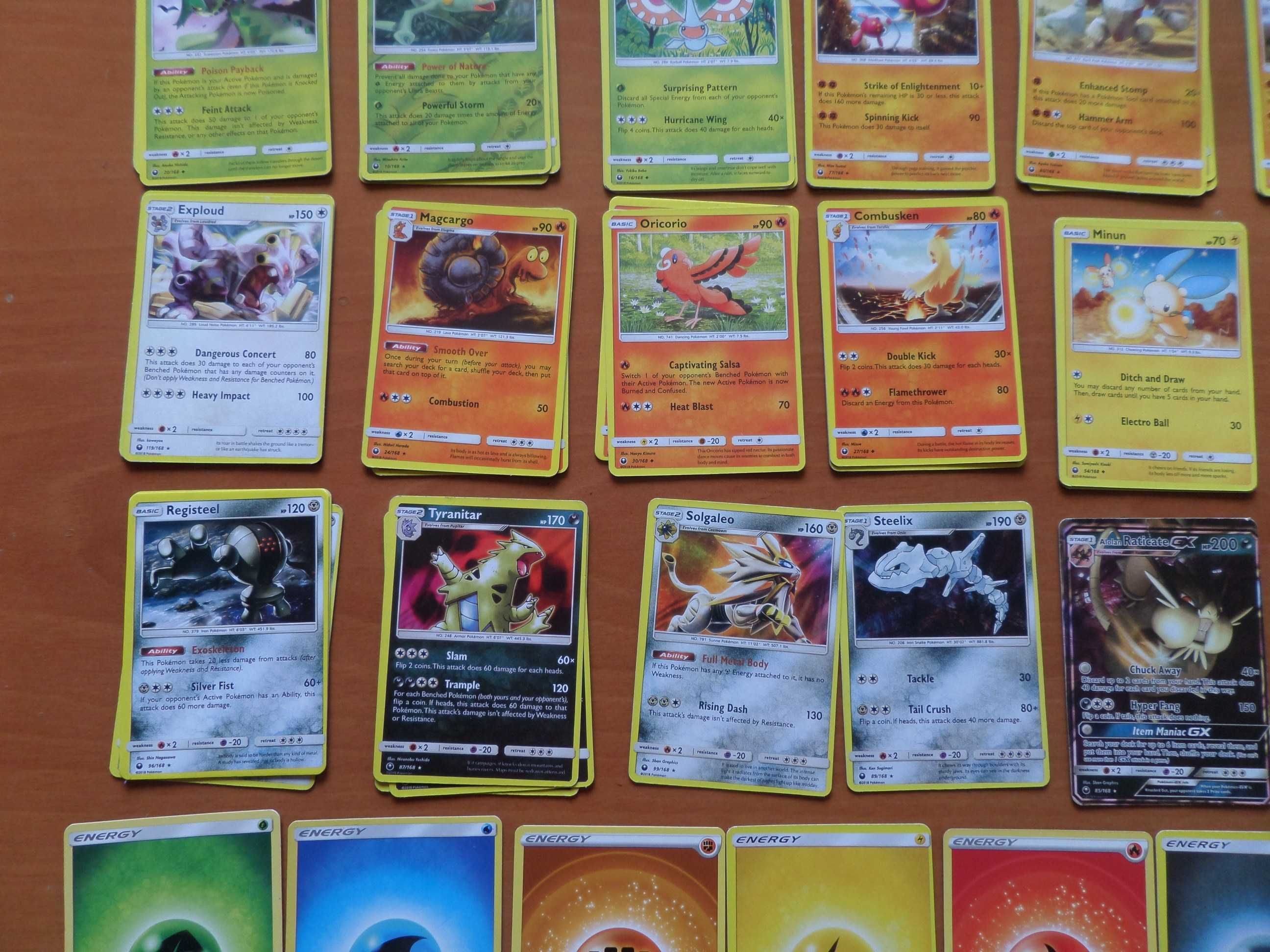 CL# - Lote de 69 Cartas Pokemon Sun & Moon + 8 Energias