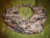 RIVER ISLAND modna opaska szeroka materiałowa NOWA wzór: skóra węża