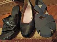 Komplet 3 par butów rozmiar 38 półbuty klapki sandały