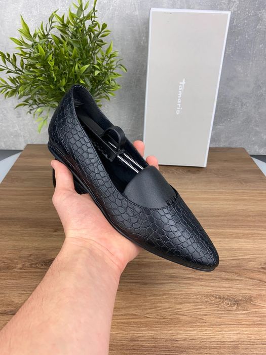 Buty Tamaris r. 39 - czarne eleganckie baleriny damskie