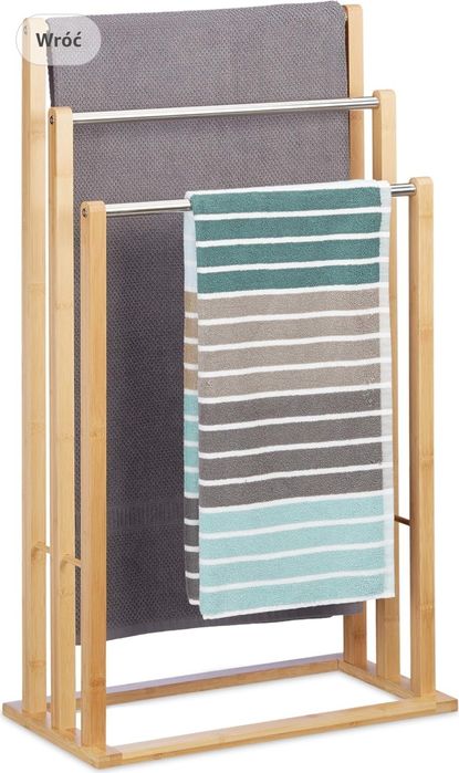 Relaxdays Uchwyt na ręczniki, wolnostojący z 3 szynami, do łazienki