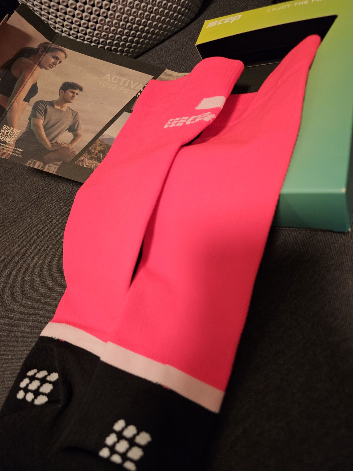 Skarpety kompresyjne do biegania NOWE damskie CEP Tall 4.0 pink/black