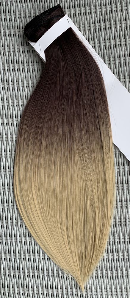 Włosy doczepiane, jasny brąz z blondem / ombre / clip in ( 113 )