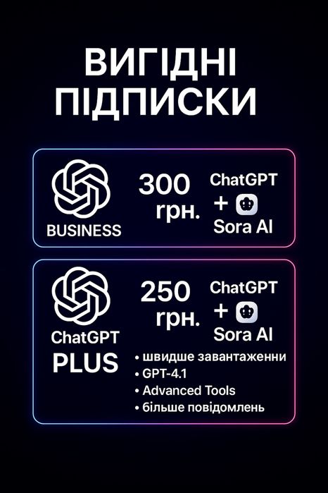 ChatGPT + Sora AI -не спільний акаунт!!