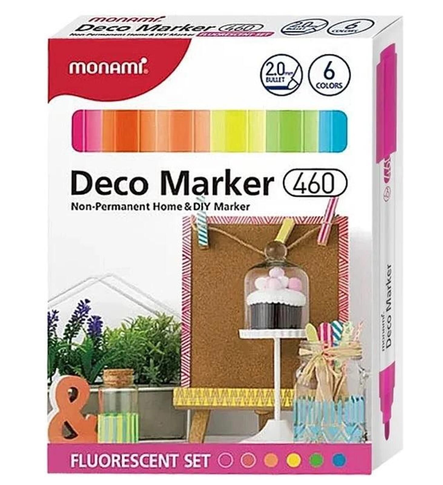 Markery akrylowe Deco Marker 6kol fluo Monami Monami pudełko,155x121
