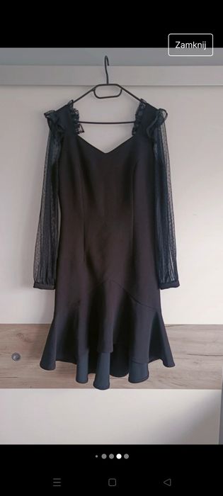 Czarna sukienka rybka tiul 40