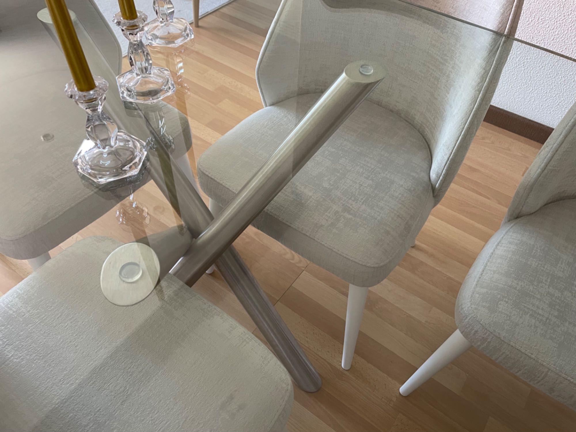 Mesa vidro com pés cromado escovado